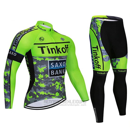 2020 Fahrradbekleidung Tinkoff Saxo Bank Grun Tarnung Trikot Langarm und Tragerhose - zum Schließen ins Bild klicken